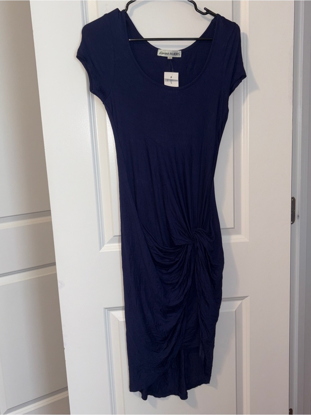 NWT Rue21 Navy Midi Knot-Detail Scoop Neck Dress Size: L